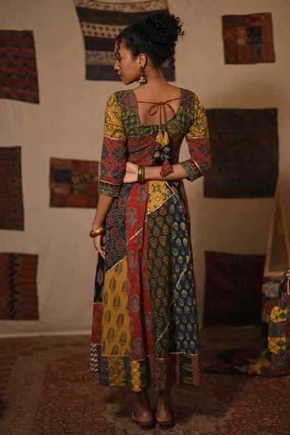 Ajrakh Multi Colour Patch Anarkali