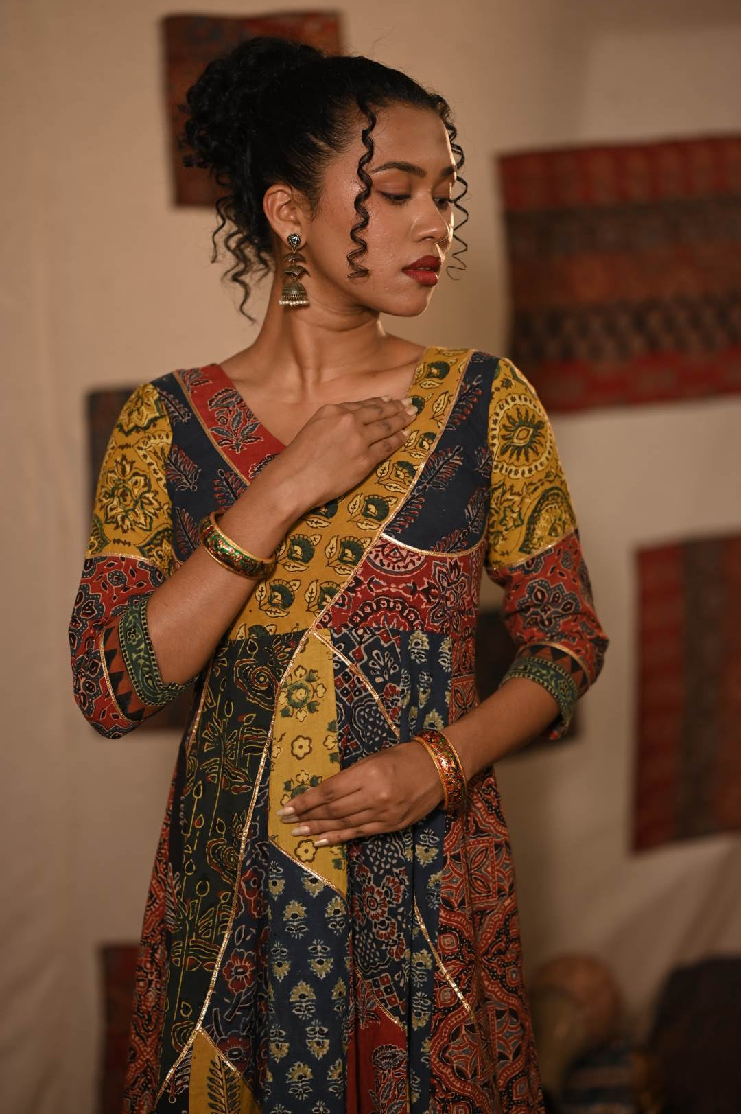 Ajrakh Multi Colour Patch Anarkali