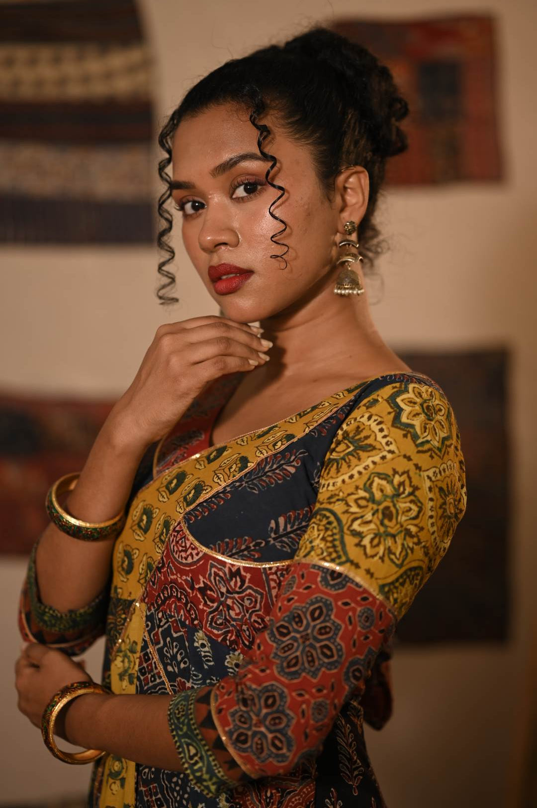 Ajrakh Multi Colour Patch Anarkali