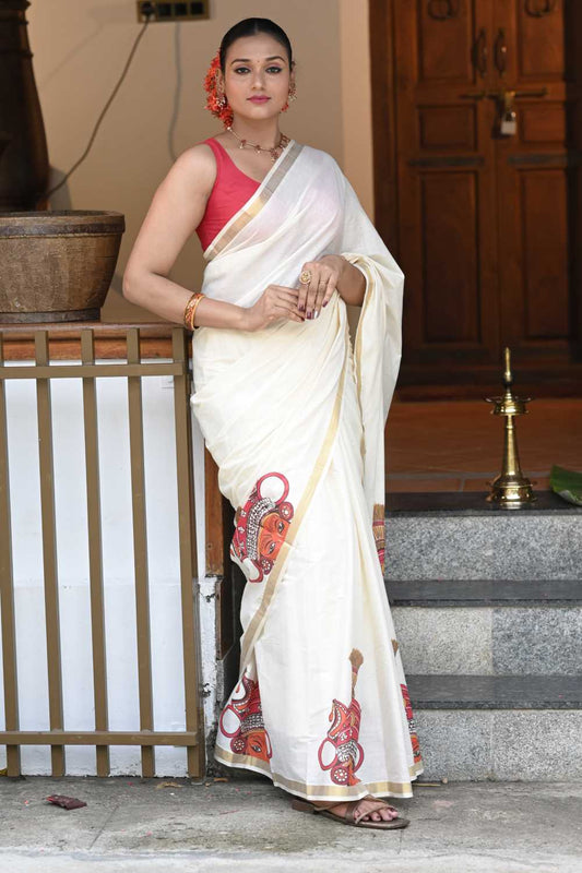 Kerala saree with oneshweran Print