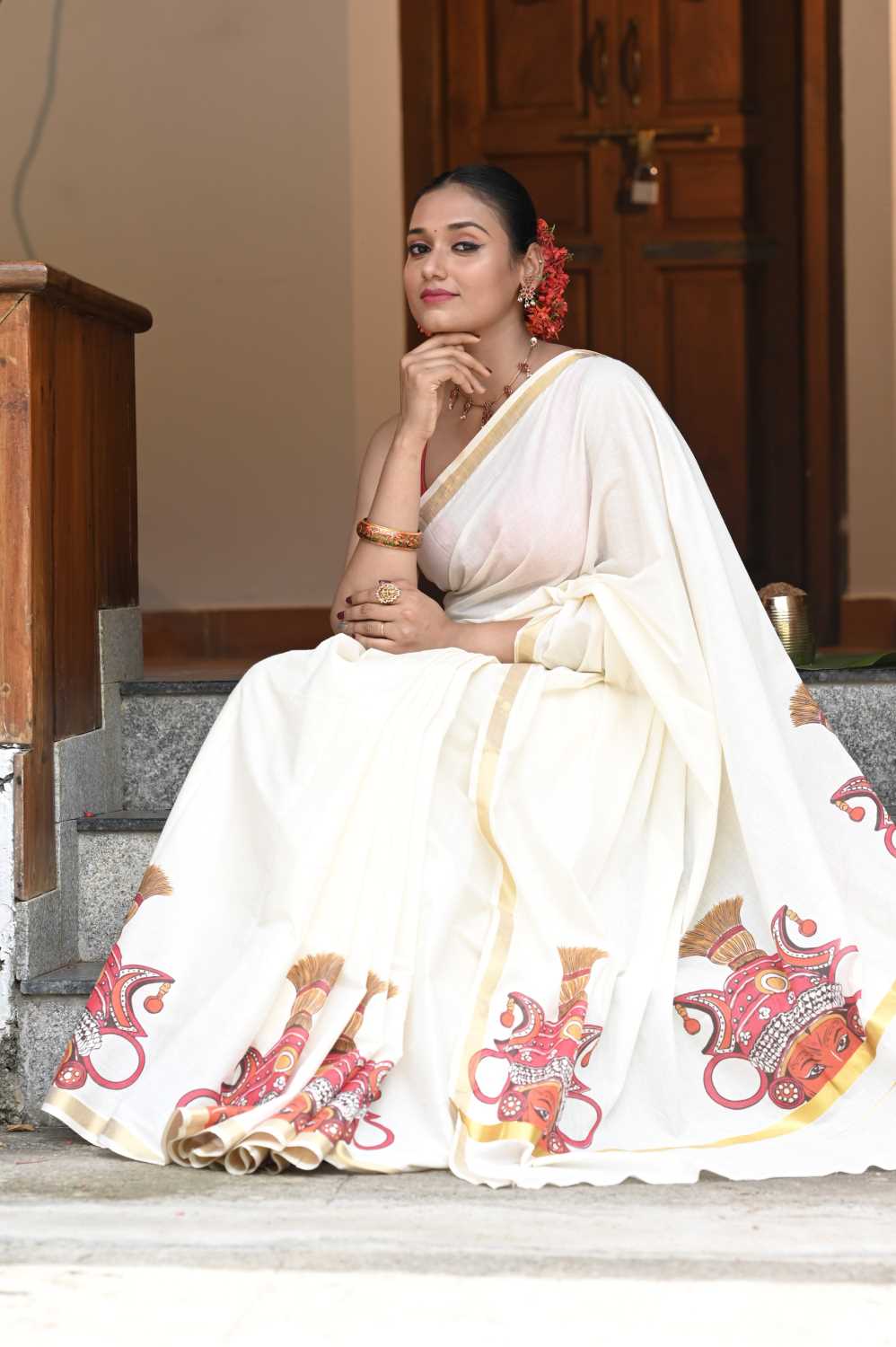 Kerala saree with oneshweran Print