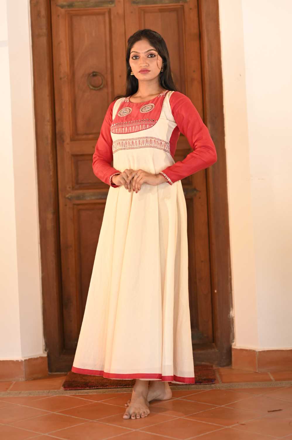 Offwhite and pink Umbrellacut Anarkali