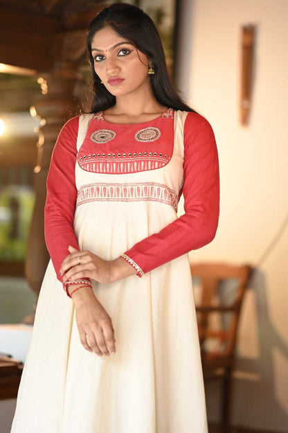 Offwhite and pink Umbrellacut Anarkali