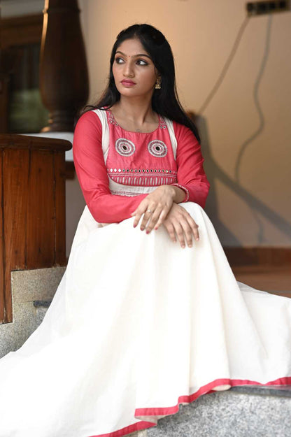 Offwhite and pink Umbrellacut Anarkali