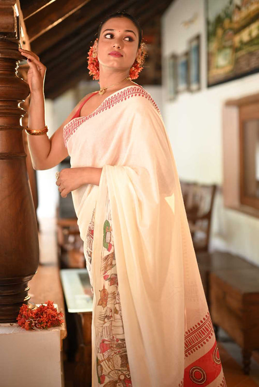 Kerala Oneshweran Borderless Saree