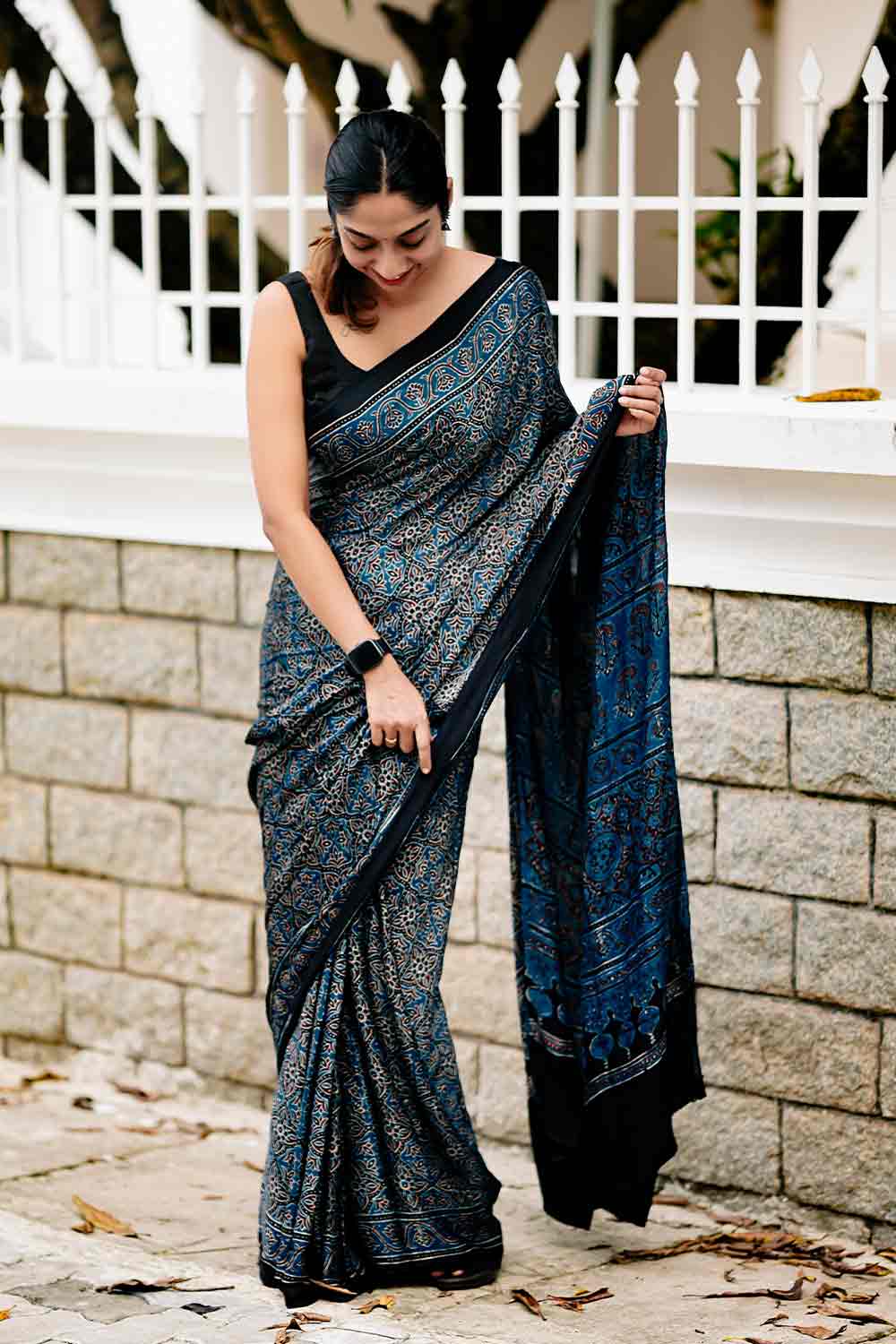 Blue Base Ms Saree with R