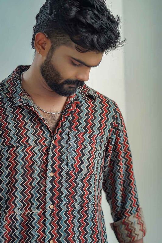 Black Zigzag Full Sleeve Shirt