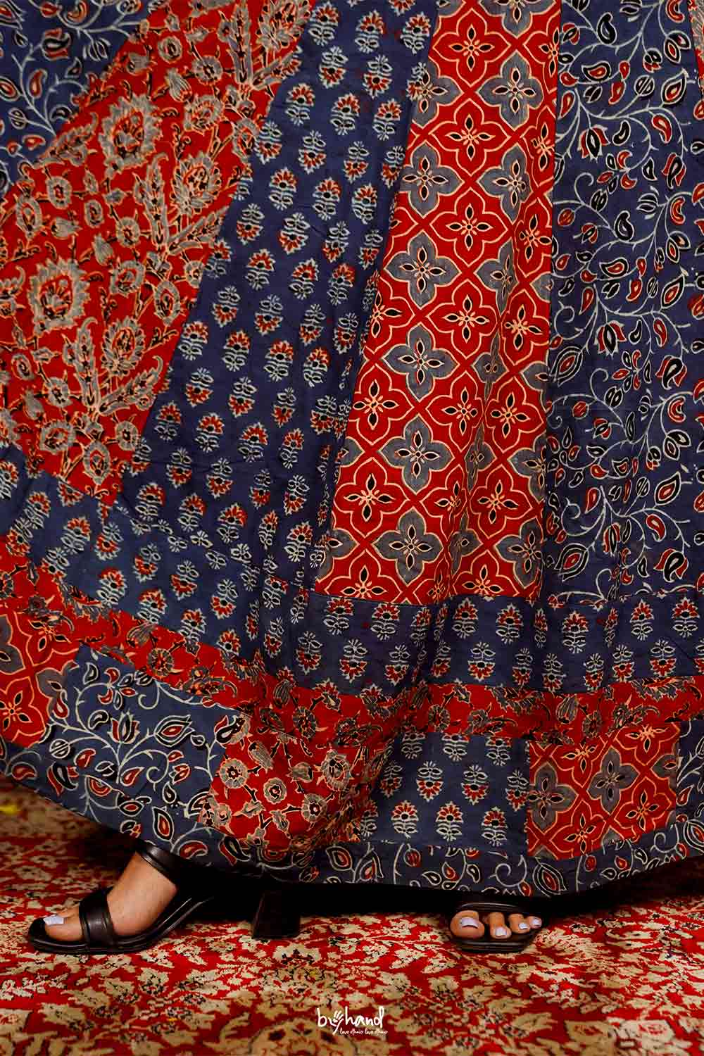 Red & Blue Patch Work Anarkali