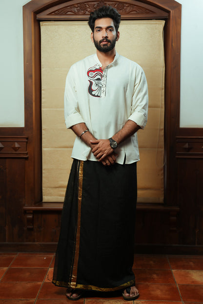 Kerala Kasavu Black Dyed Dhothi