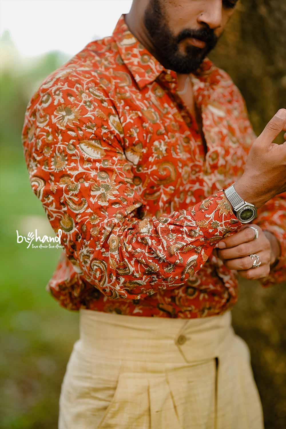 Red Full Sleeve Sanganeri Shirt