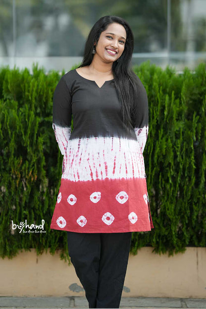 Black & Red ombre Short kurta