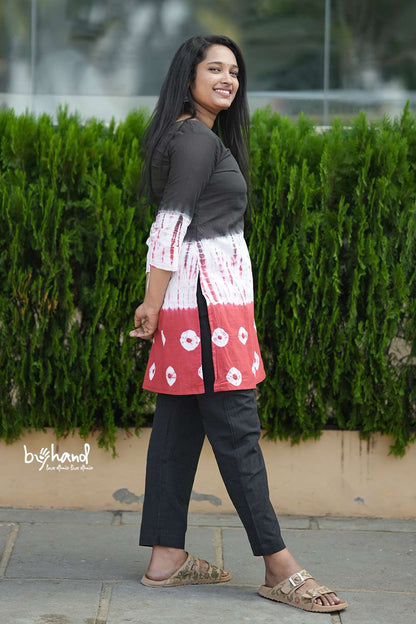 Black & Red ombre Short kurta