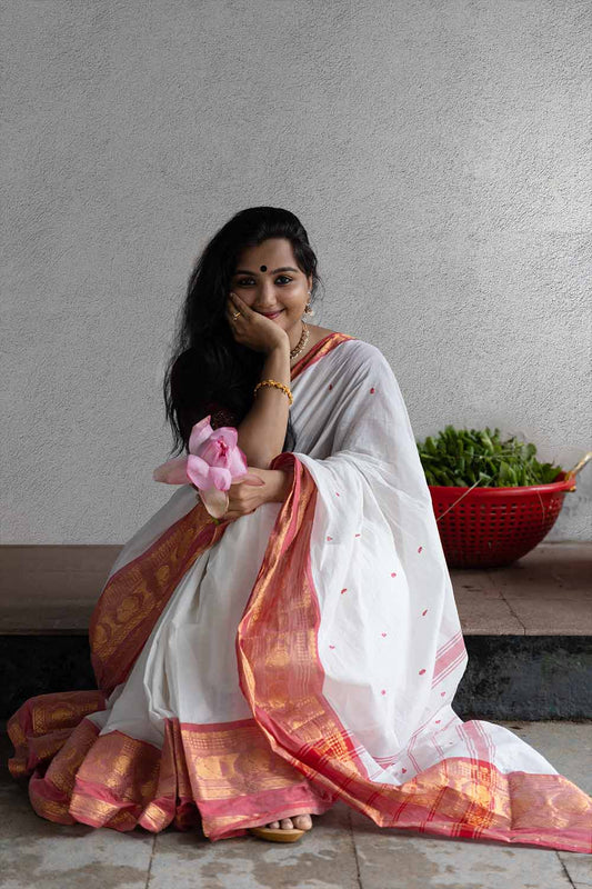 White Narayanpettu Saree