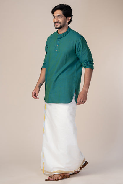 Peacock Blue Men’s Short Kurta