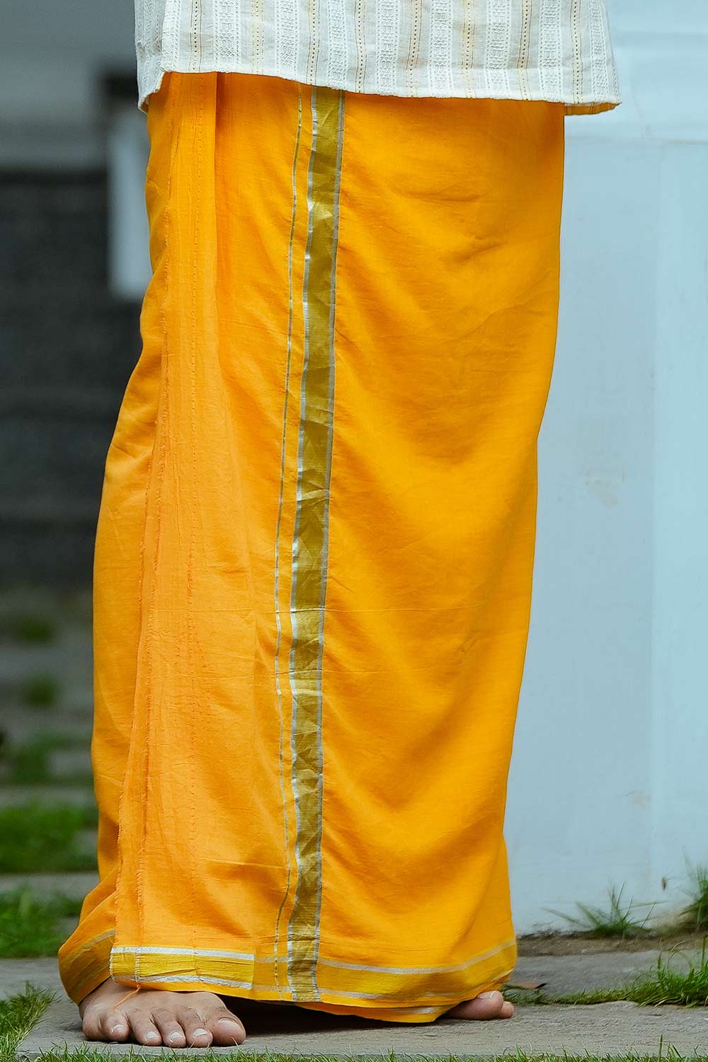 Kerala Kasavu Yellow Dyed Dhothi