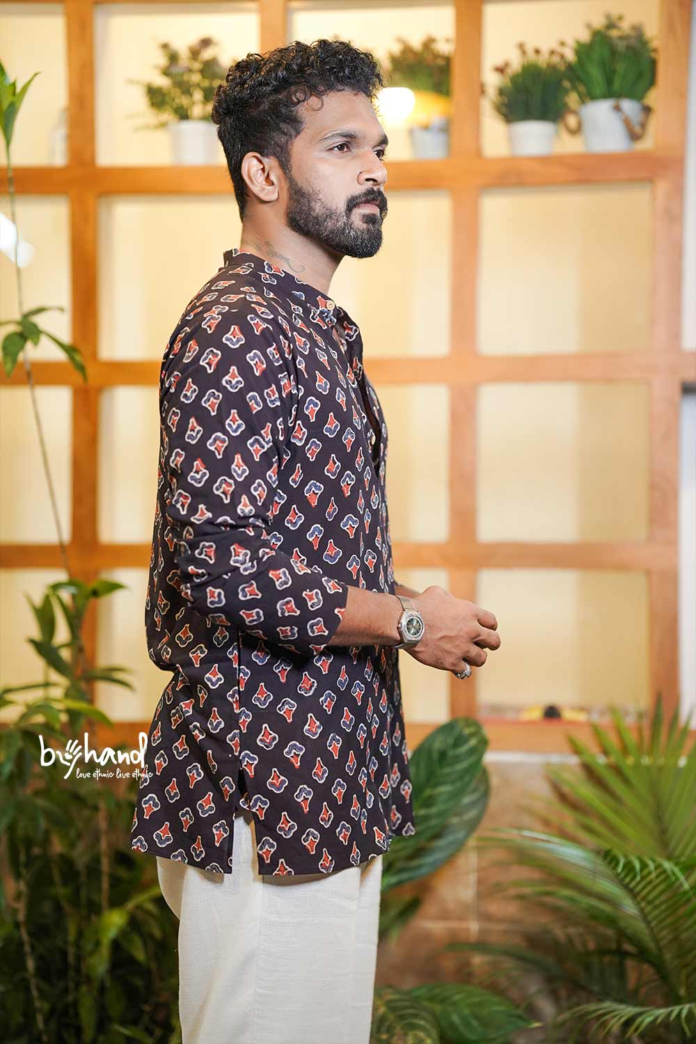 Ajrakh Black Base Kurta