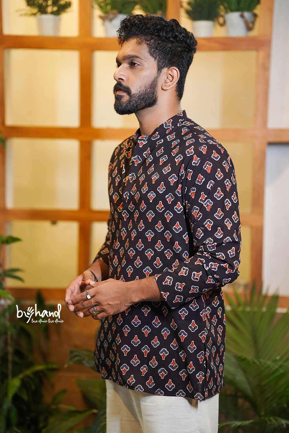 Ajrakh Black Base Kurta