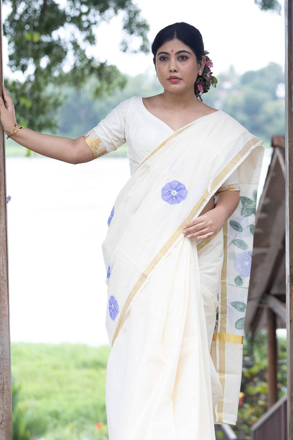 Offwhite Handpainted Saree