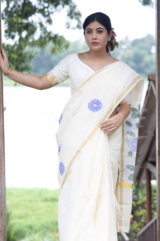 Offwhite Handpainted Saree