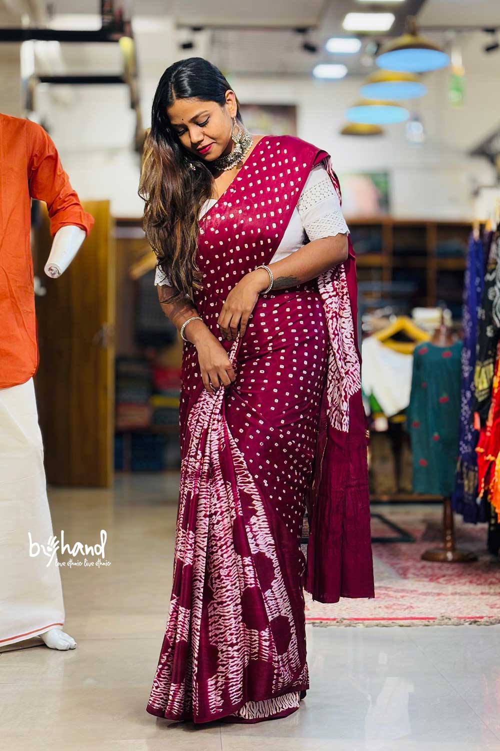 Wine Red Modal Silk Saree