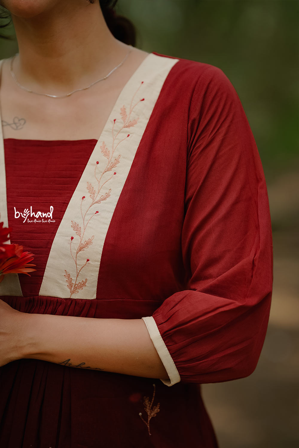 Red And Beige Dyed Mul Co-ord set