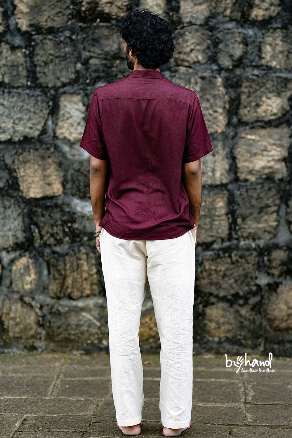 Slub Staple Maroon Shirt With Embroidery