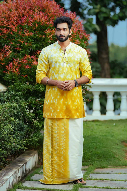 Shibori Dyed Yellow Kurta