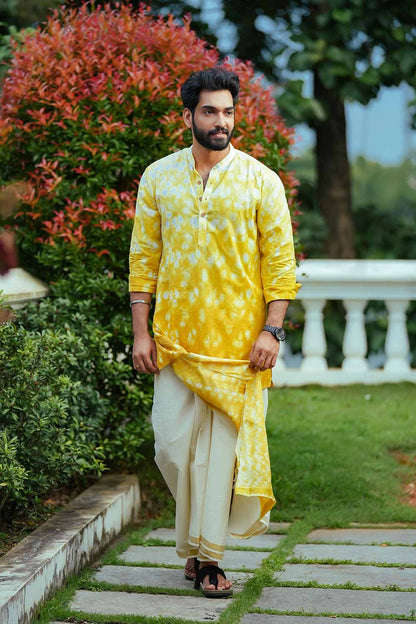 Shibori Dyed Yellow Kurta