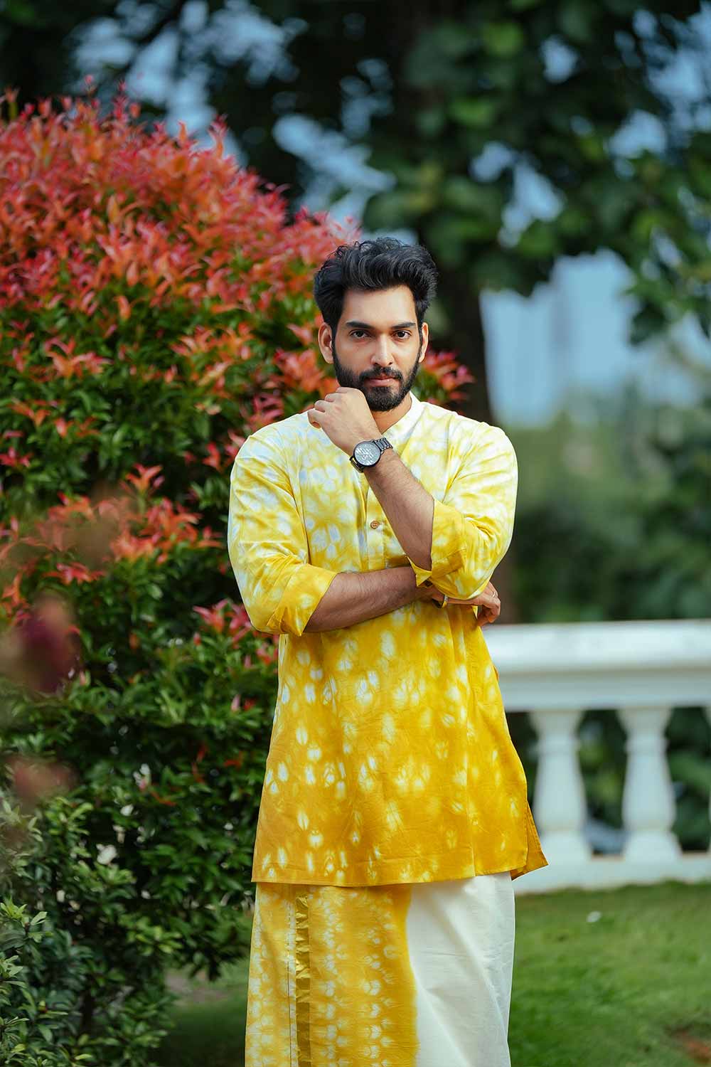 Shibori Dyed Yellow Kurta