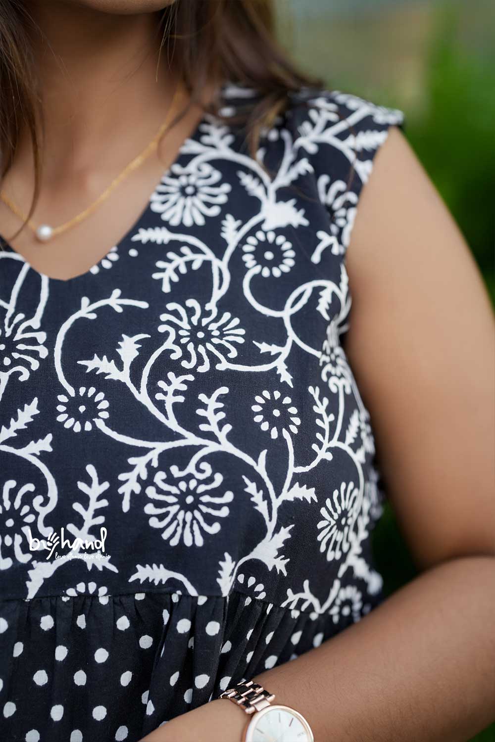 Black Tiered Dress With Floral  Print