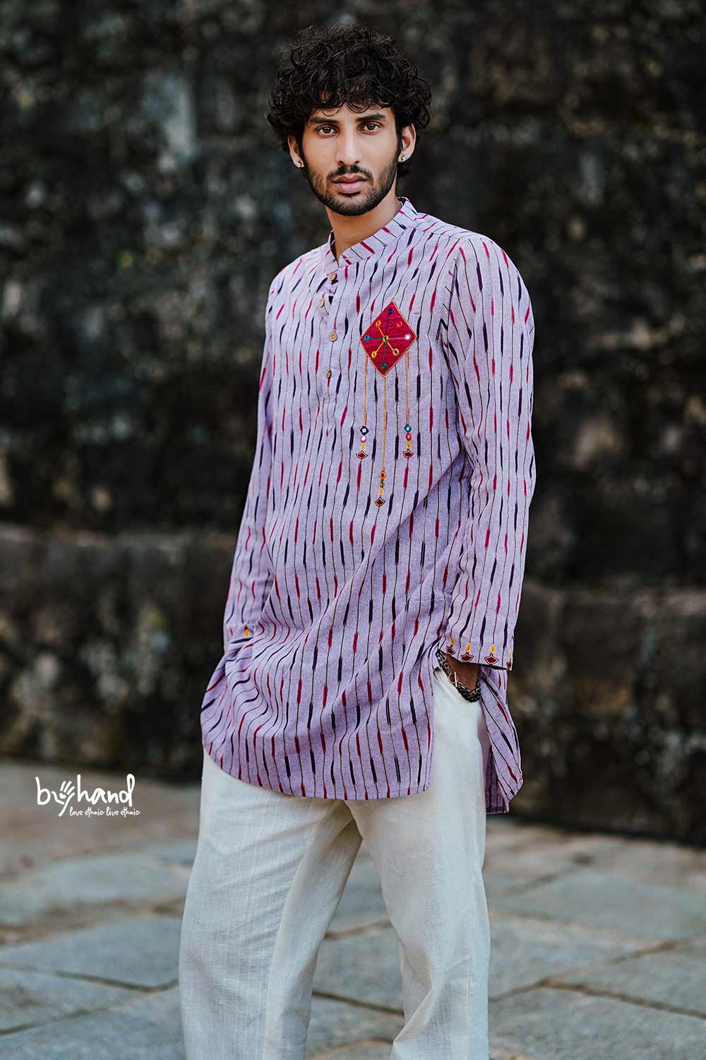 Purple Hand Worked Ikkath Kurtha