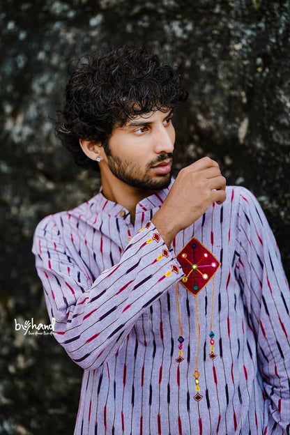 Purple Hand Worked Ikkath Kurtha