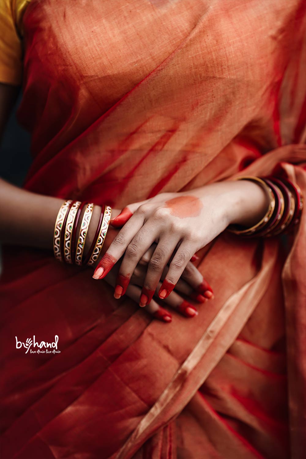 Golden Orange Double Color Tissue Saree with Tassels