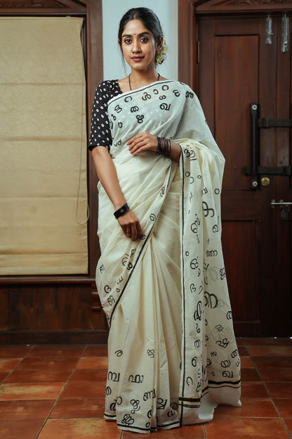 Aksharamala Handpainted Saree