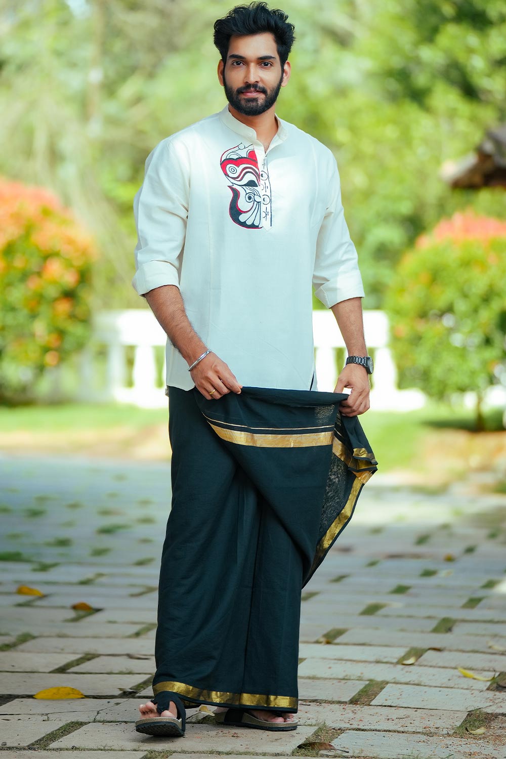 Kerala Kasavu Black Dyed Dhothi