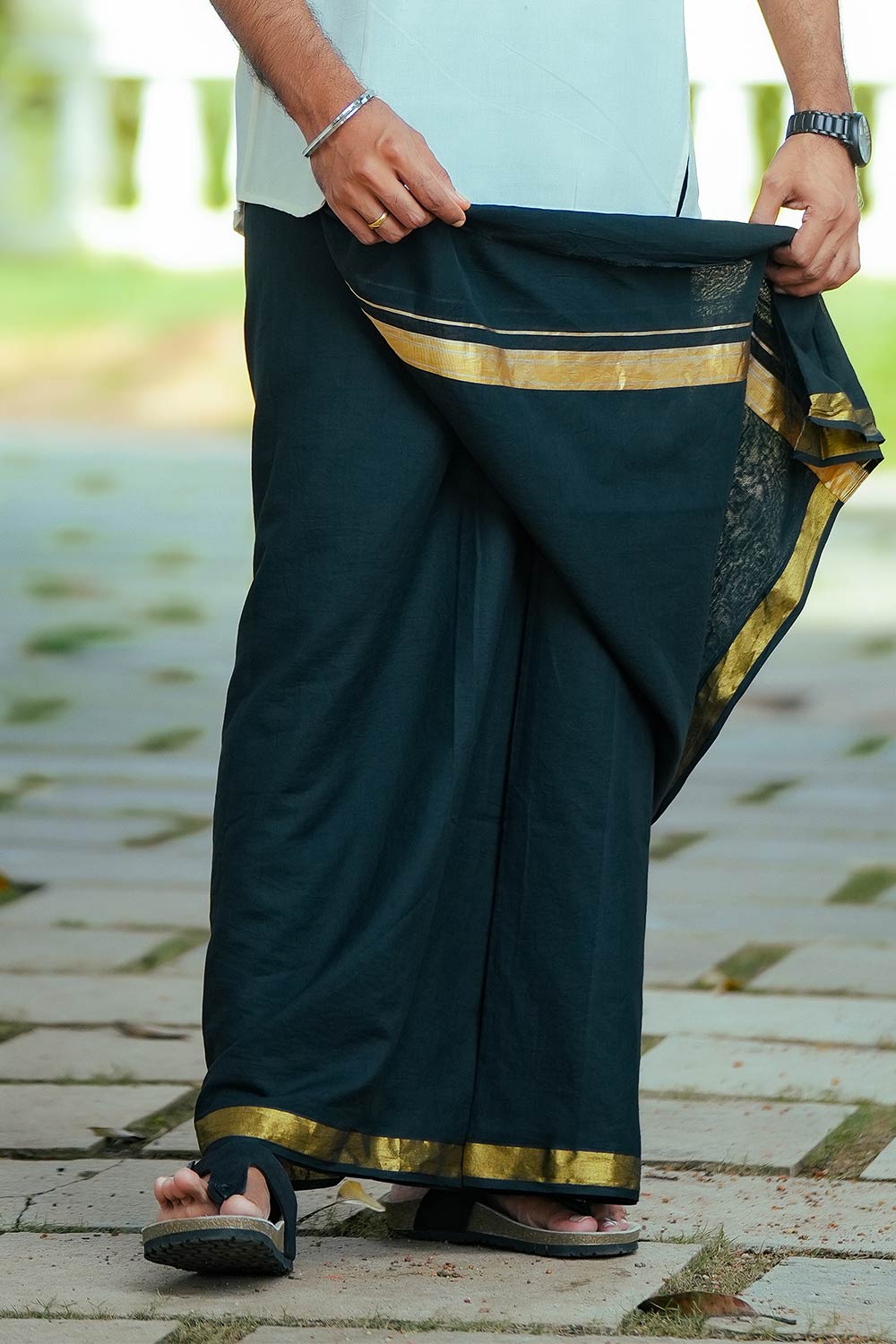 Kerala Kasavu Black Dyed Dhothi