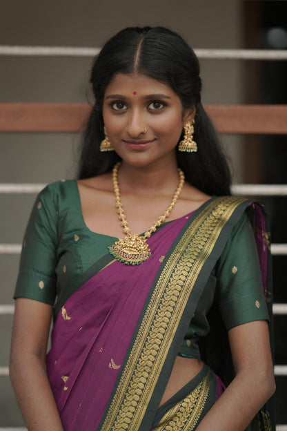 Purple Gadwal Cotton Saree