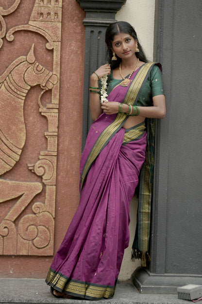 Purple Gadwal Cotton Saree