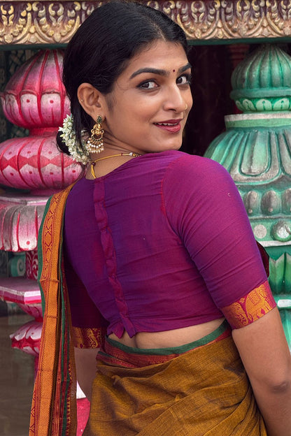 Narayanpettu Purple Plain Dhawani Set