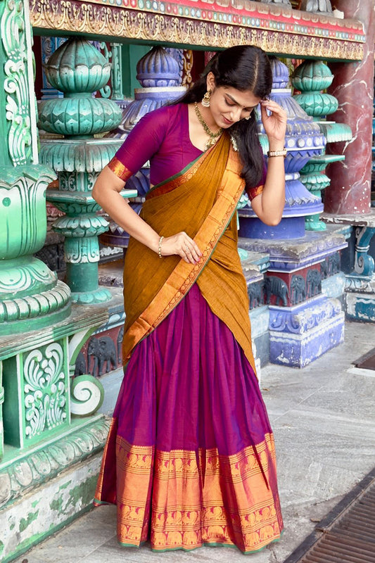 Narayanpettu Purple Plain Dhawani Set