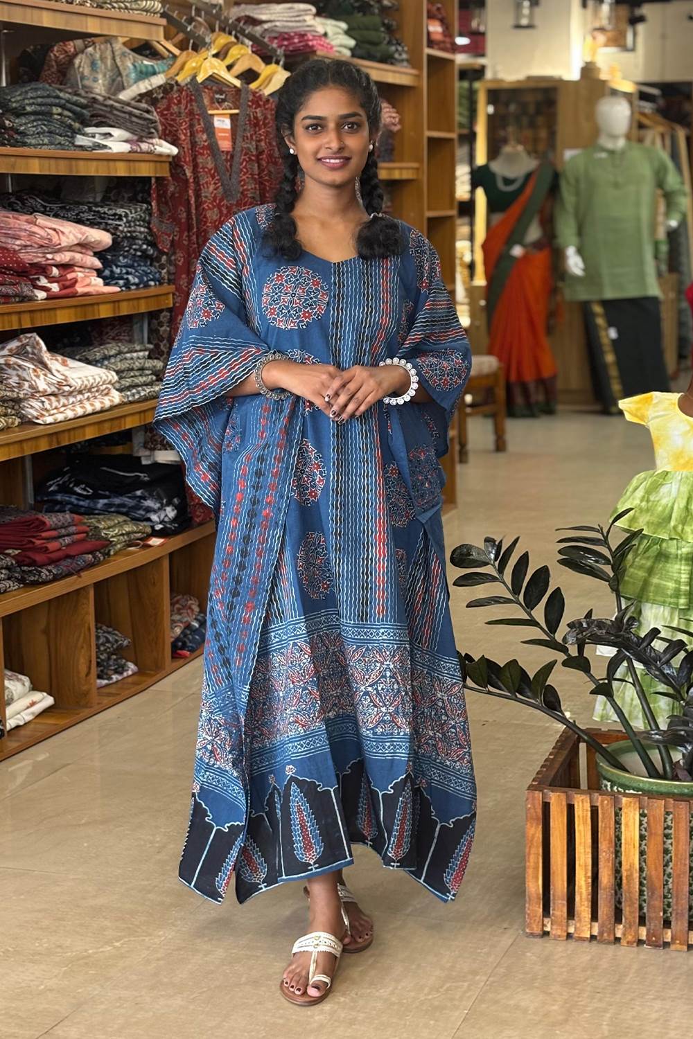 Blue Kaftan with Stripes