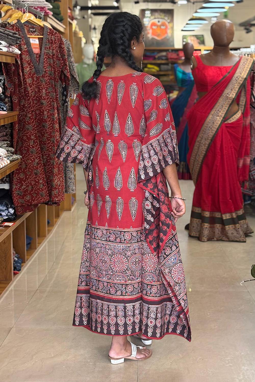 Red Leaf Print Kaftan