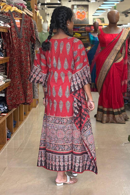 Red Leaf Print Kaftan