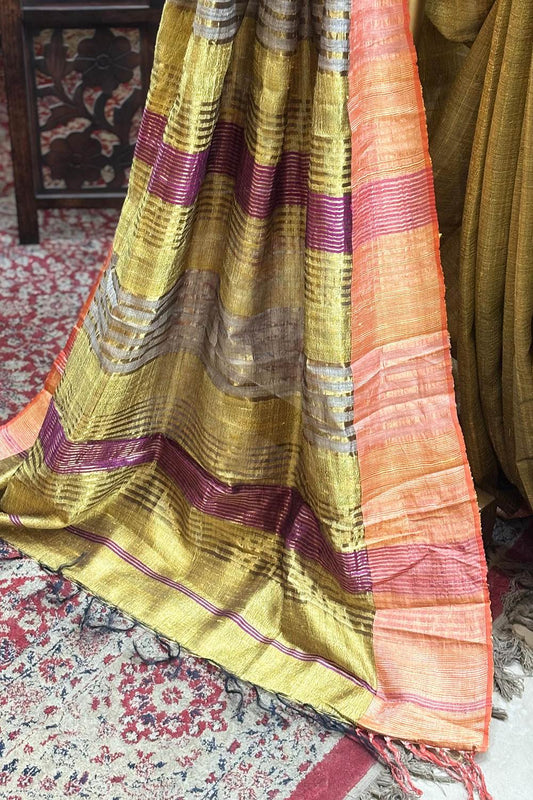 Tussar Organic Dupion Silk Saree