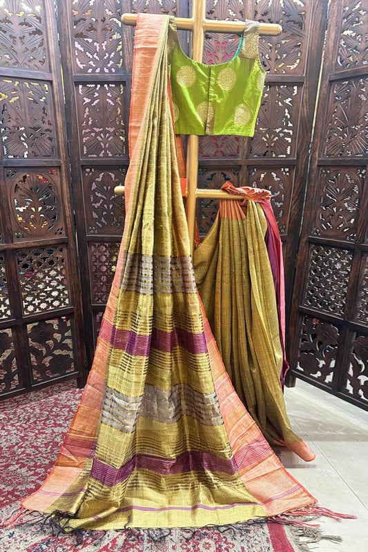 Tussar Organic Dupion Silk Saree
