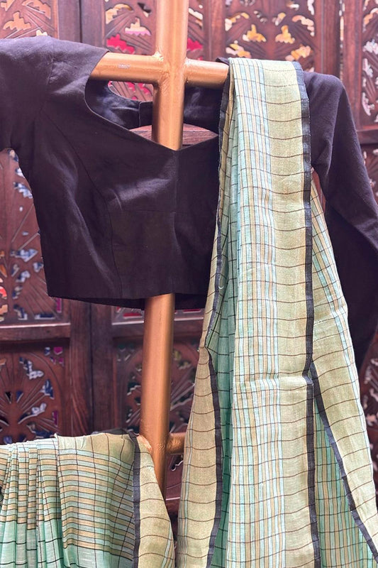 Linen Checks Border Saree