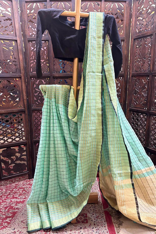 Linen Checks Border Saree