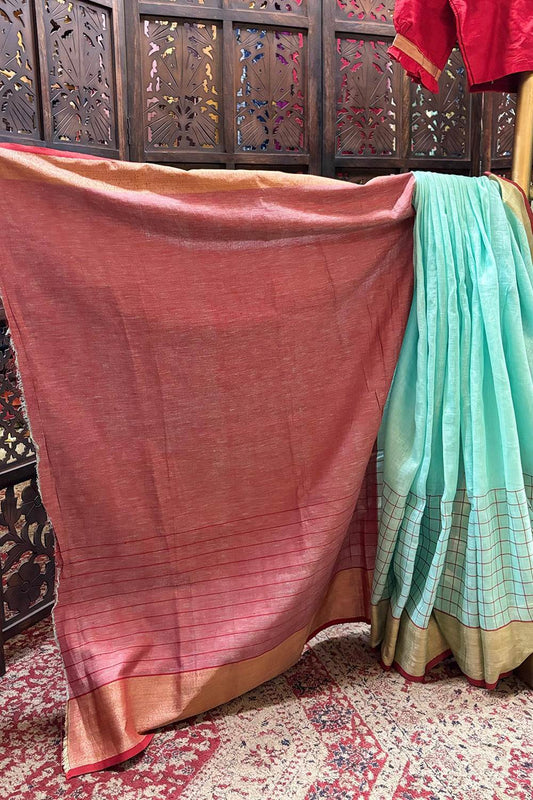 Linen Checks Border Saree