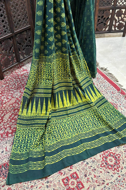 Green Mulcotton Saree