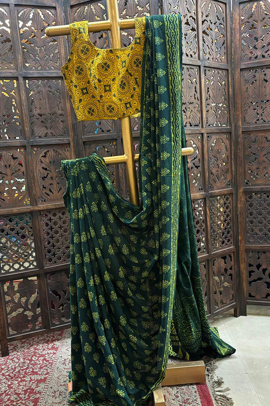 Green Mulcotton Saree